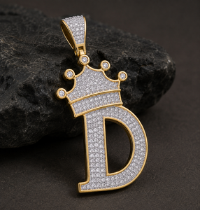 Pendentif Couronne Hip Hop Lettre D Personnalisée en Argent Sterling 925 Moissanite Sertie, Bijou Homme Tendance Streetwear, Cadeau de Luxe - Product Image 1