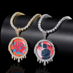 Collar con Colgante Personalizado con Foto, Plata con Incrustaciones de Moissanita, Cadena Estilo Tenis, Estilo Hip Hop para Hombre, Regalo - Product Image 3