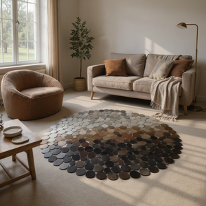 Tapis d'intérieur en similicuir tissé à la main sur mesure, tapis patchwork vegan écologique pour salon moderne - Product Image 2
