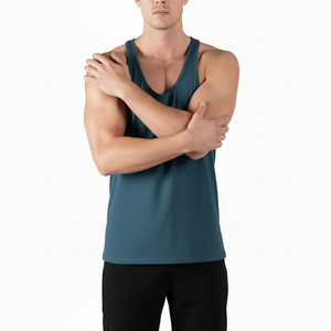 <b>Men's</b> Racerback Tank Top Solid Color Breathable Quick Dry Sporty Style Summer Training Wear <b>Men</b> <b>Singlet</b> - Product Image 3