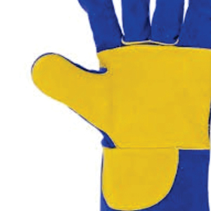 Gants de sécurité en cuir résistants à la chaleur, usage général, respirants, bleu diamant jaune, 14 pouces, manchette droite, anti-chaleur et anti-abrasion - Product Image 2