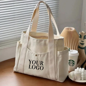 Heavy-duty canvas hand bag made of 100% pure cotton with custom design & <b>label</b> for storage, marketing & travel - Product Image 4