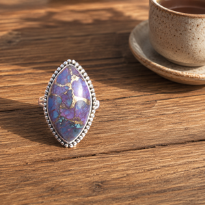 Multi Purple Copper <b>Turquoise</b> <b>Ring</b> Pure 925 Sterling Silver Rose Gold & Yellow Gold Plated Statement Boho Gemstone <b>Ring</b> Unisex - Product Image 5