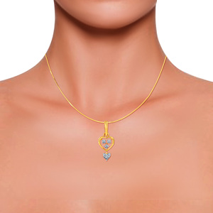 Colgante de Corazón de Diamantes en Oro Amarillo, Diamantes Cultivados en Laboratorio, Estilo Romántico, para Uso Diario de Mujeres - Product Image 4