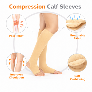 Calf Compression Support Sleeves Open <b>Toe</b> | Graduated Compression <b>Socks</b> <b>for</b> Running Travel Recovery Leg Stability Men Women - Product Image 6