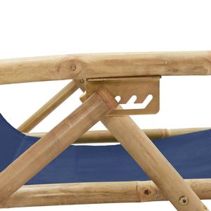 Design rilassante sedia da giardino reclinabile in bambù e tessuto blu Navy - Product Image 6