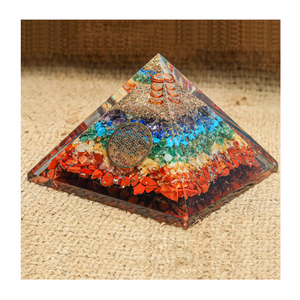 Pirámide de Orgón Grande Multicolor, Figura de Cristal Tallada, Piedra Preciosa para Sanación, Meditación y Decoración - Product Image 1