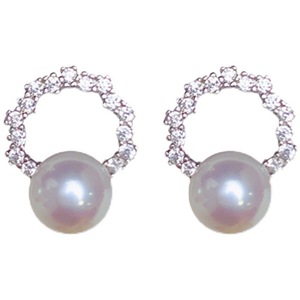 6-8MM Natural Freshwater Pearl Round <b>Stud</b> Earrings Luxury Light <b>Silver</b> with Exquisite <b>Small</b> Cold Wind Design Fresh Fashion Style - Product Image 5