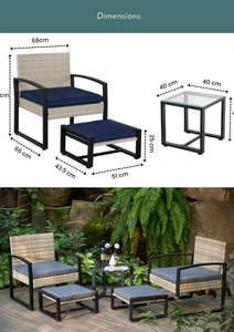 BeNK meilleure vente 5 pièces moderne extérieur ottoman en osier ensemble prix économique pour jardin parcs hôtel salon meubles - Product Image 4