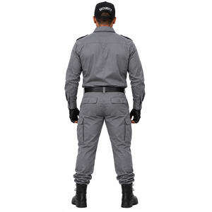 Ensemble uniforme de sécurité personnalisé : chemise à manches longues et pantalon cargo, couleur unie, vêtements de travail pour hommes, toutes saisons - Product Image 4