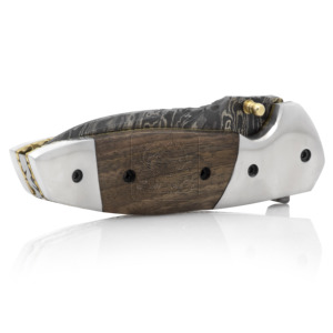 มีดพับทำมือ Damascus Steel รุ่น Damascus Deal DD-FK-860 ด้ามไม้วอลนัทแปลกตา ความหนา 0.2 นิ้ว มีดล่าสัตว์ - Product Image 3