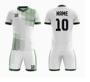 Ensemble de maillot et short de football rayé blanc et vert pour homme, col en V, manches courtes, polyester respirant, toutes saisons, vêtements de sport pour adultes - Product Image 5