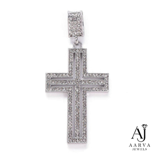 Collar con Colgante de Cruz Cristiana de Plata de Ley 925, Chapado en Rodio, Joyería para Mujer, Estilo Hiphop - Product Image 3