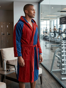 Peignoir de sport de luxe multicolore en coton 100% à poils coupés, unisexe, avec logo, idéal pour les clubs de fitness, les gymnases et la boxe. - Product Image 4