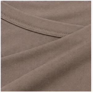 T-shirt pour femme, couleur taupe brun, col bateau, manches aux coudes, coupe décontractée, WTS-0089 - Product Image 6
