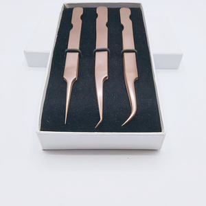 Pinces à épiler professionnelles en acier inoxydable pour extensions de cils, étiquette privée, ensemble de pinces à épiler de couleur personnalisée, miroir pour cils, logo personnalisé - Product Image 2