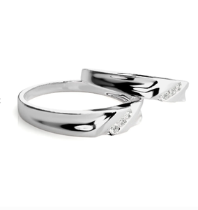 925 Sterling <b>Silver</b> Leaf Zircon Eternity Band <b>Couple</b> <b>Rings</b> with Bezel Setting and Romantic Style - Product Image 3
