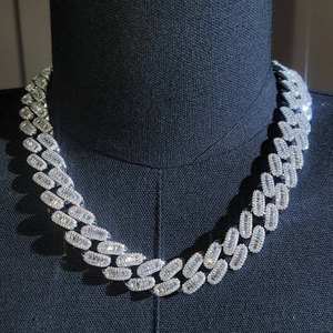 Bijoux fins, moissanite taille brillant, plaqué rhodium, argent S925 18 mm, chaîne à maillons hexagonale style hip-hop pour fiançailles et mariage, 20 pouces, GRA - Product Image 1