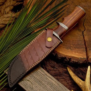 Couteau de chasse à lame fixe en acier Damas OEM, pointe clip, bord biseauté, longueur totale de 12 pouces, outils multifonctionnels pour le camping en plein air - Product Image 4
