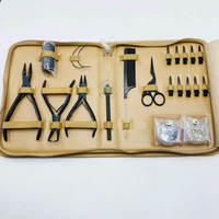 Kit d'installation d'extensions capillaires Micro-Link : Outils en plastique et métal à maintien puissant, crochet de tirage de cheveux, enfileur de boucles, ruban adhésif, sertissage