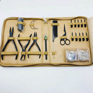 Kit d'installation d'extensions capillaires : Outils métalliques pour crochet de tirage, enfileur de boucles, pince à sertir pour bandes adhésives, ciseaux et peigne - Product Image 5