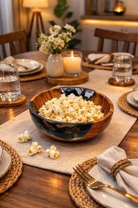 Bol de service en bois et résine époxy, fabriqué à la main en Inde, vaisselle en bois, vente en gros, prix abordable, excellente qualité - Product Image 2