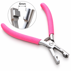Pince professionnelle de 6 mm pour la pose de capsules de kératine, outil de façonnage en acier inoxydable avec poignées roses - Product Image 1