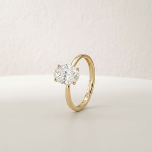 Anillo Unisex con Diamante Cultivado en Laboratorio, Corte Ovalado, Color D, Chapado en Oro de 18k, 3-4g, Certificado IGI, Joyería Fina Clásica para Boda o Compromiso - Product Image 1