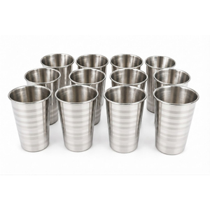 Gobelets en acier inoxydable durables, incassables, en métal, rayés et polis, pour la maison, les restaurants et les fêtes - Product Image 1