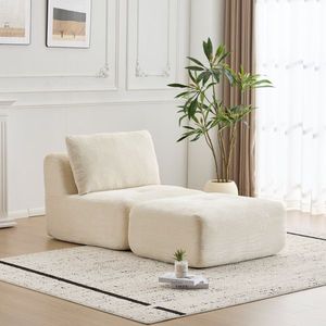 Modern Single Chaise Longue Modular Sectional <b>Sofa</b> Memory Foam Compressed <b>Pet</b> Friendly Corduroy Fabric for Living Room - Product Image 1