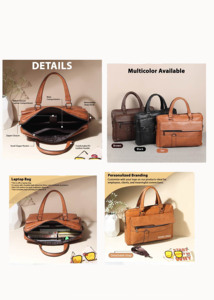 Liviya Bolso para portátil de cuero repujado, maletín de negocios, bolso de hombro para trabajo de oficina, modelo 152, organizador/agenda multifunción - Product Image 5