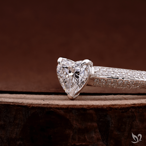 1 CT heart cut lab grown <b>diamond</b> engagement <b>ring</b> with micro pave band in 10K white gold IGI certified bridal <b>ring</b> - Product Image 2