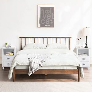 Comodino Moderno e Semplice in MDF Bianco Verniciato a Spruzzo, 40*30*63cm, con Gambe Alte e Due Cassetti, Arredamento per Camera da Letto - Product Image 3