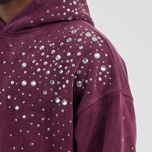 Fashion <b>Trendy</b> Winter Men's Rhinestone <b>Hoodie</b> with Custom Logo Printed Terry Cotton Solid Color Men Rhinestone <b>Hoodie</b> - Product Image 5