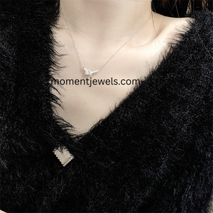 Collier pendentif papillon en argent sterling 925, micro-incrustation de zircon, chaîne à maillons plaquée rhodium pour femme, cadeau - Product Image 3