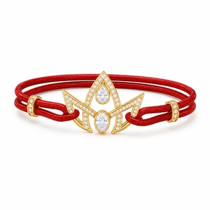 18K <b>Gold</b> Lab Grown Diamond Red String <b>Bracelet</b> Wholesale Luxury Diamond Charm <b>Bracelet</b> for Women Wholesale 18K <b>Gold</b> Lab Grown - Product Image 3