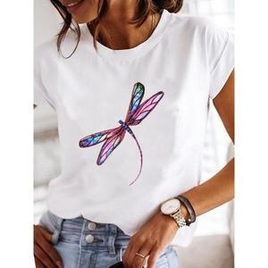 Camiseta Elegante con Cuello Redondo para Mujer, Impresión Personalizada al por Mayor, Ecológica, Informal, de Invierno, 100% Algodón, Decoración Bordada, Personalizada - Product Image 3