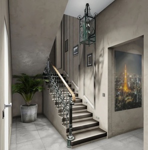 Rampe d'escalier en fer forgé traditionnelle KHP KHP-SRI-03 avec finition résistante à la rouille, montage facile au sol, garantie de 3 ans - Product Image 3