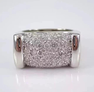 Men's 925 <b>Sterling</b> <b>Silver</b> Rhodium Plated Hip Hop Style Pave <b>Set</b> Round Brilliant Cut Moissanite Diamond Engagement Wedding <b>Ring</b> - Product Image 1