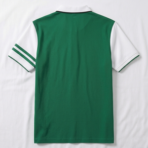 เสื้อโปโลซิปผู้ชายแบบกำหนดเอง สีตัดต่อ แขนสั้น ผ้าฝ้ายผสมโพลีเอสเตอร์ ปิเก้ ลำลอง แขนลายทาง ระบายอากาศได้ดี เหมาะสำหรับใส่ในฤดูร้อน รับผลิตแบบ OEM ODM - Product Image 3