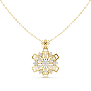 Collier pendentif en or jaune 14 carats avec diamant, plaqué or rose, bijou floral pour mariage, nouveau diamant cultivé - Product Image 1