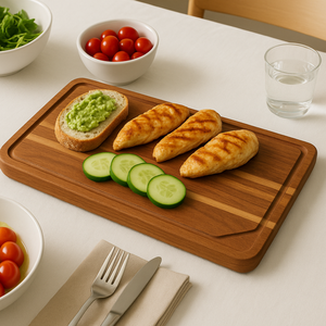 Grande planche à découper en bois d'acacia avec poignée, planche de cuisine en bois massif, planche de boucher, vente en gros OEM - Product Image 4