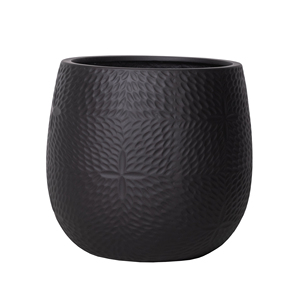 Juego de 4 Macetas Redondas de Fibra de Vidrio con Aspecto de Piedra Negra, Resistentes a la Intemperie, para Jardín o Piscina, de 20-53 cm - Product Image 3