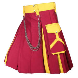 Kilt écossais homme 2026, marron et jaune, style utilitaire, kilt moderne des Highlands, OEM ODM - Product Image 2