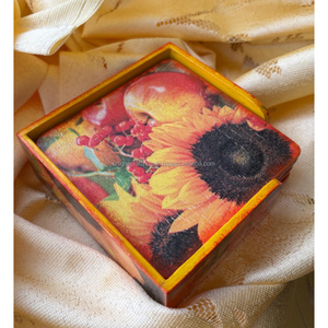 Handcrafted Durable Eco-Friendly Wooden Coaster <b>Set</b> Carved Storage Box Modern Drinkware Stylish <b>Table</b> Decor <b>Dining</b> Office <b>Set</b> - Product Image 5