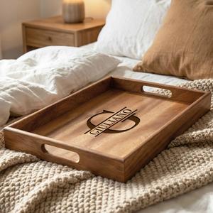 Personalized Walnut Serving Tray, Custom Engraved Wooden Tray, Tray for Home, Wedding and Everyday Use - Product Image 6