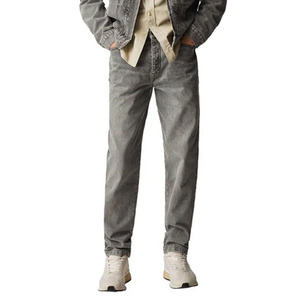 Men's Grey Washed Denim Regular Fit <b>Jeans</b> Comfort Casual Mid-Rise Straight Leg Premium High Quality Made Men Denim <b>Jeans</b> - Product Image 2