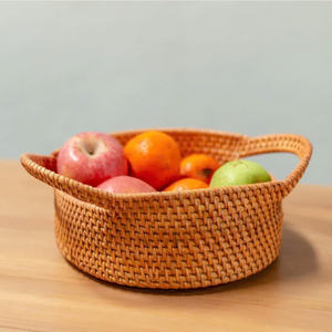 Plato de Ratán Artesanal Vietnamita Premium al por Mayor para Frutas, Pan, Nueces, Dulces, Almacenamiento de Juguetes, Ropa y Cocina - Product Image 1