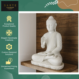 Estatua de Buda de Mármol Blanco de Lujo, Tallada a Mano, de Alta Calidad, Pulida a Mano, para Sala de Estar/Dormitorio/Templo, Decoración Espiritual - Product Image 3