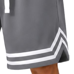 Shorts de basketball gris et blancs pour hommes, logo personnalisé, entraînement athlétique, sport, maille respirante, séchage rapide, performance athlétique - Product Image 4